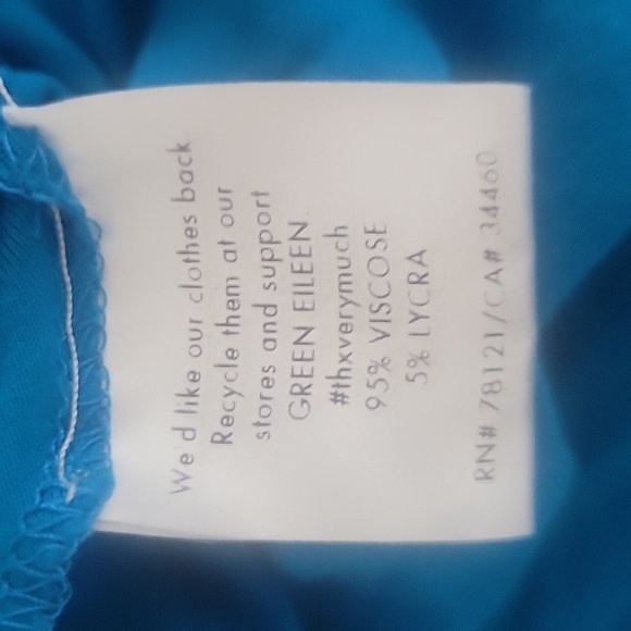 EILEEN FISHER  Designer Crinkle Crepe Dress Blue S Short Slit Sexy Contemporary - Picture 7 of 7